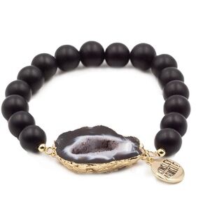 NWT! Kinsley Armelle Agate Collection Coal Bracelet